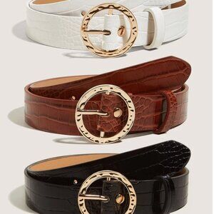 Black, White & Brown Belts with Gold Accents (Faux Animal Skin)